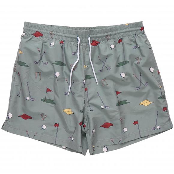 NEW PINK CHICKEN men's swimming trunk in green golf tournament
